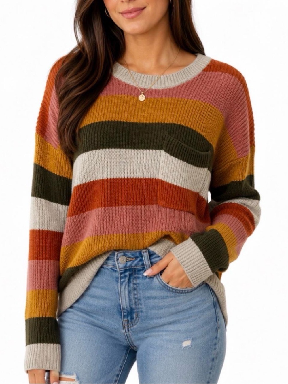 $98 🍂 Madewell Striped Knit Pocket Sweater | Size Small